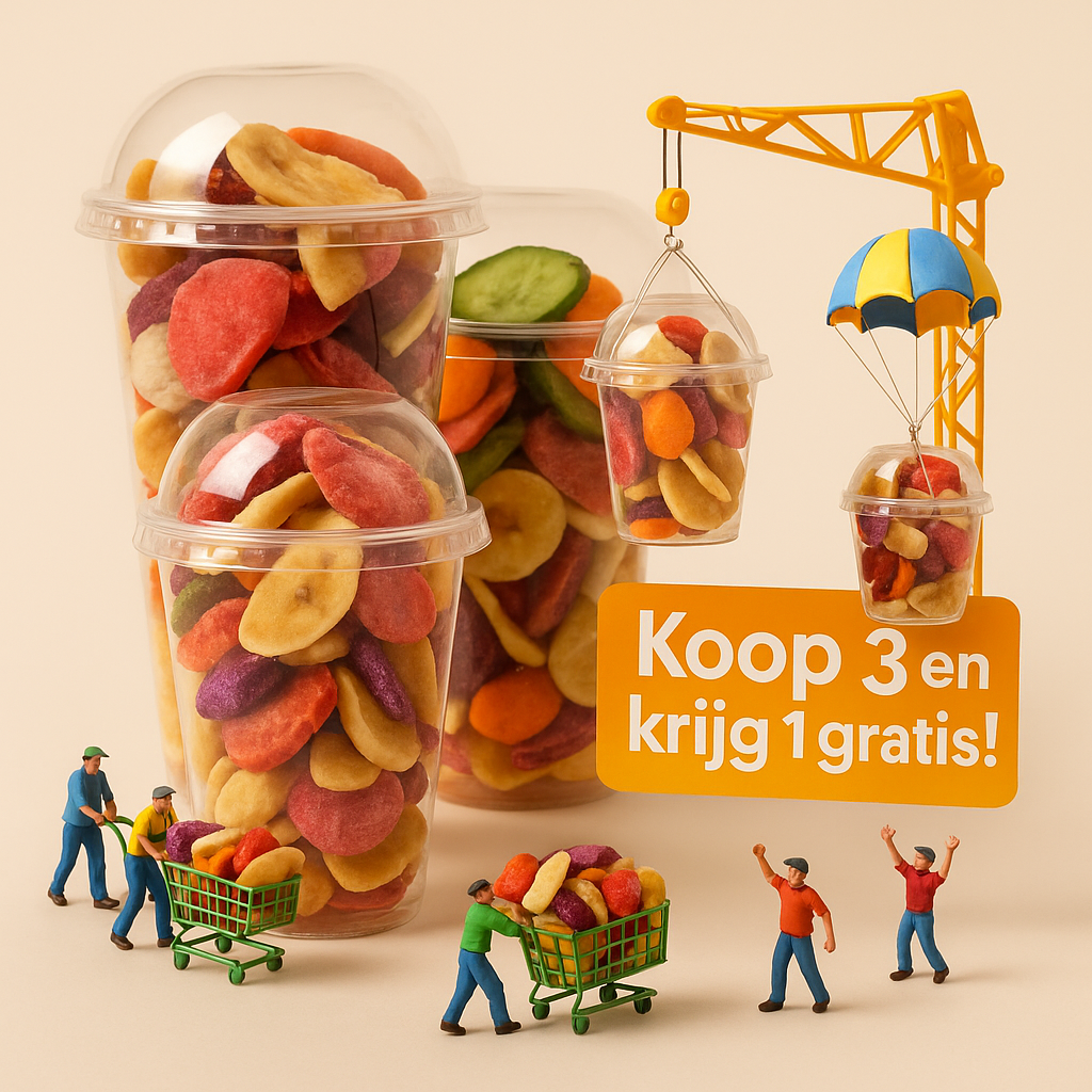4 bakjes Mixed Fruit Freeze-Dried/ groenten