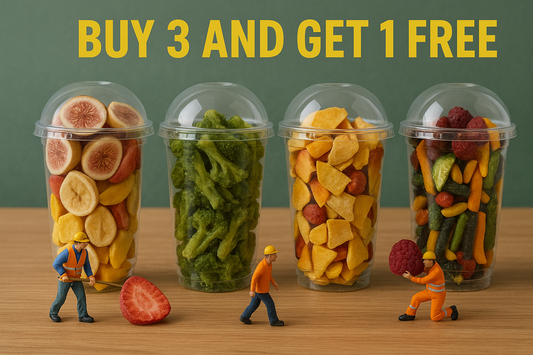 4 bakjes Mixed Fruit  Freeze-Dried/ groenten